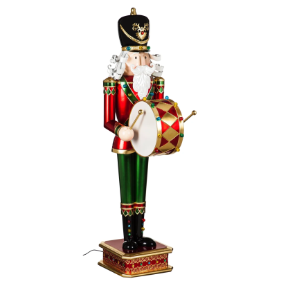 52"H Nutcracker Playing Drum w/Moving Hands and LED Lights