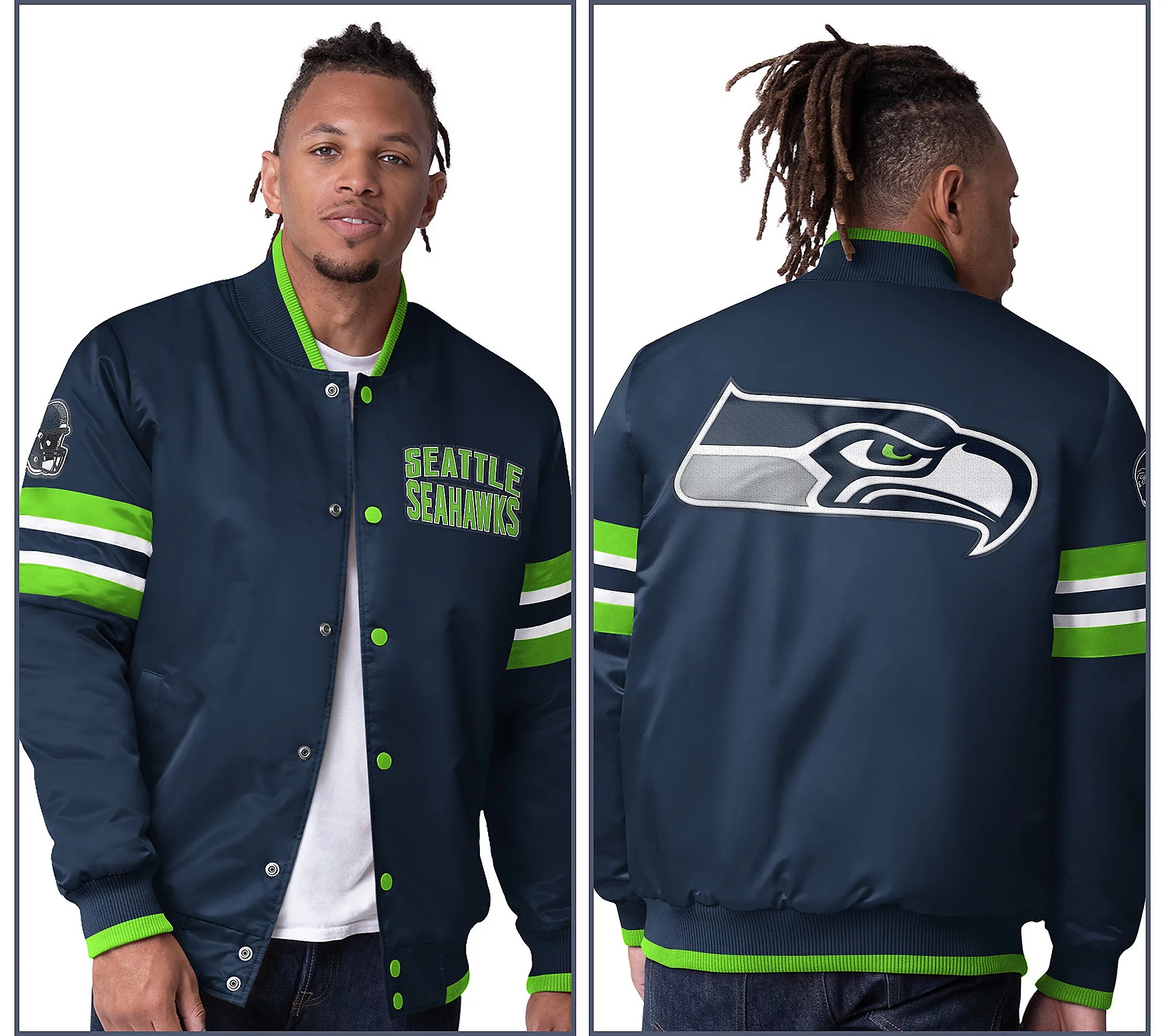 NthtFL Starter Satin Twill Snap Front Jacket