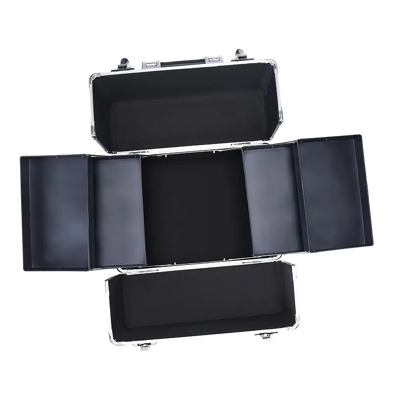 4 in1 Aluminum Rolling Makeup Case With Keylock Black
