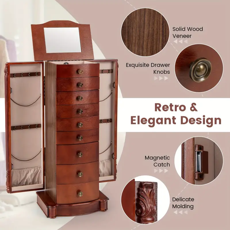  9-Layer Mirrored Jewelry Cabinet