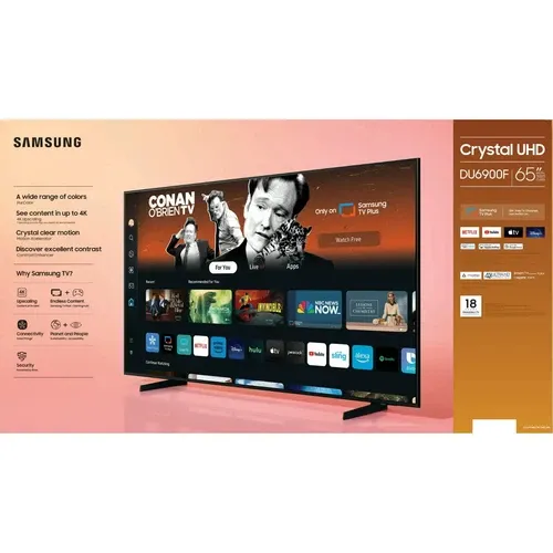 SAMSthtUNG 65” Class DU6900 Crystal UHD 4K Smart TV