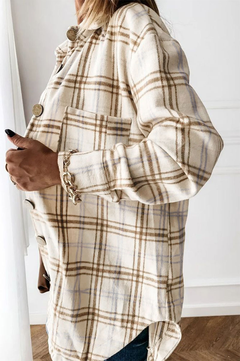 Plaid Pattern Patch Pocket Button Up Long Sleeve Shirt