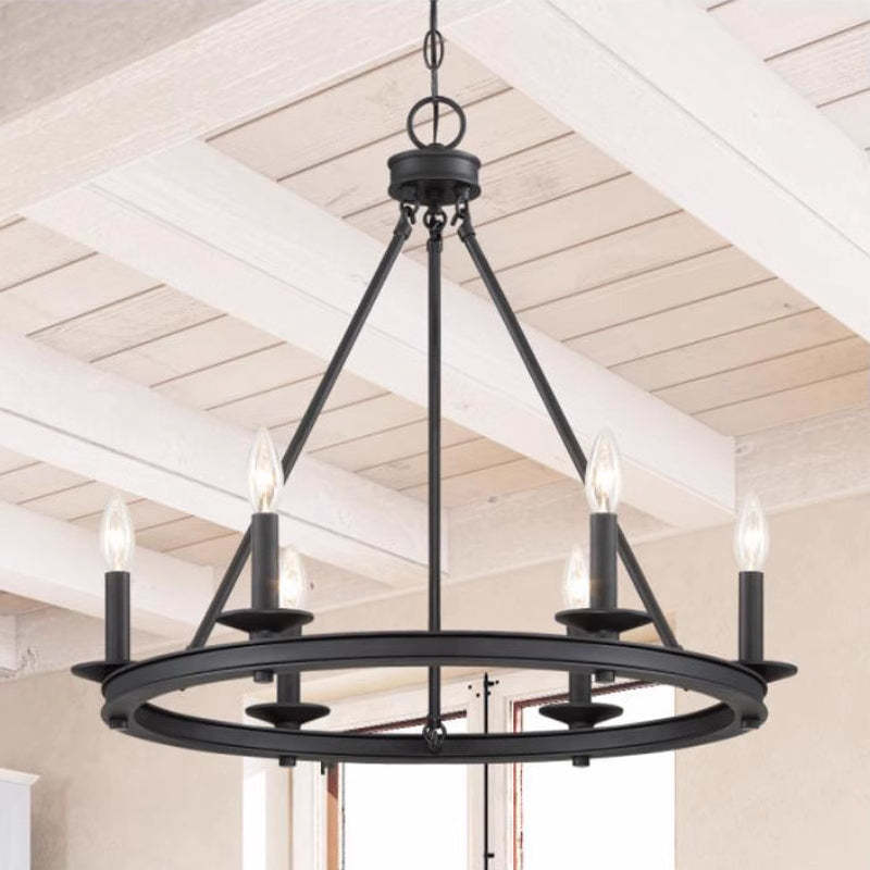 Silva Lampadario Moderno a Candele in Metallo Nero per Soggiorno/Camera da Letto