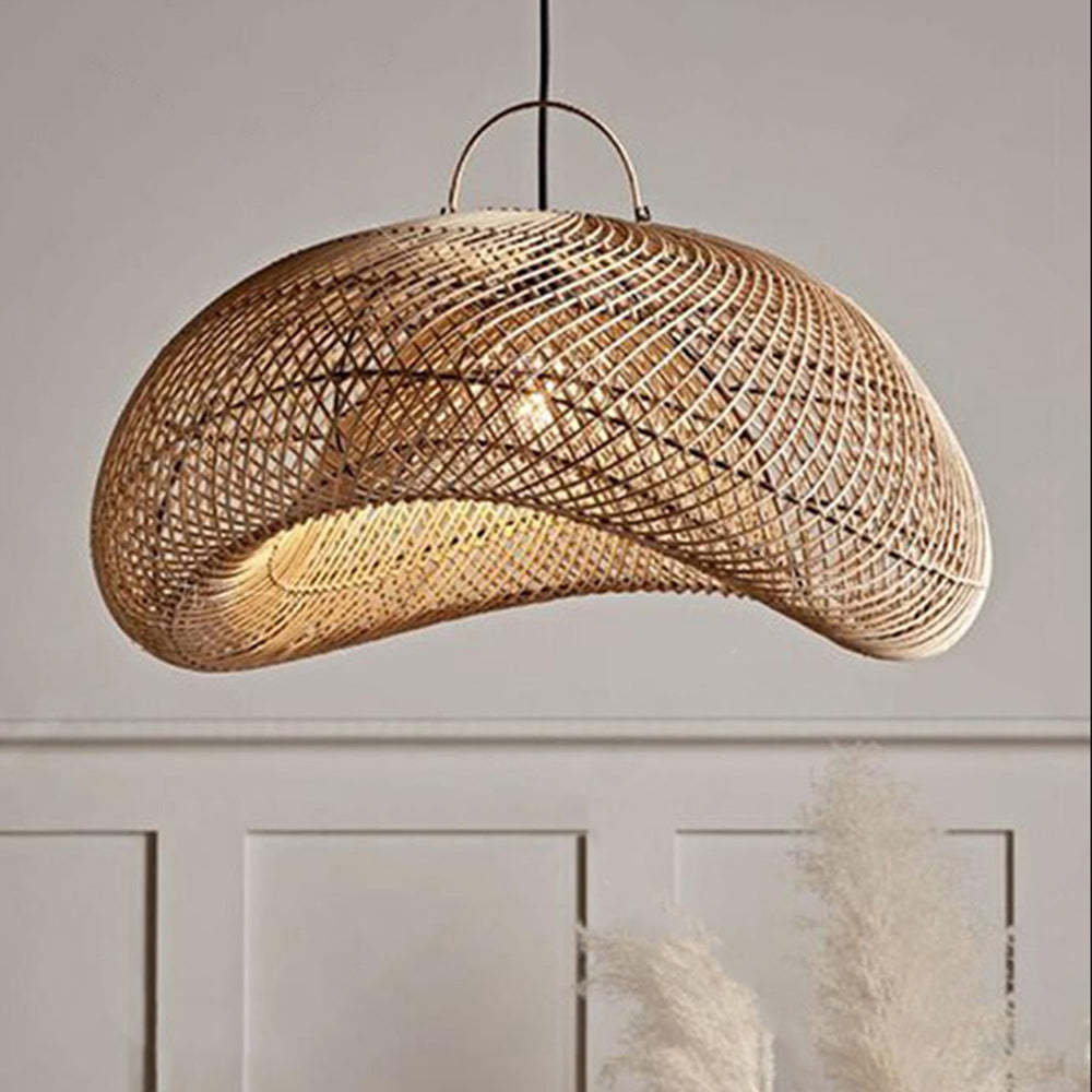 Muto Classico LED Lampade a Sospensione Metallo Rattan Nativo Soggiorno