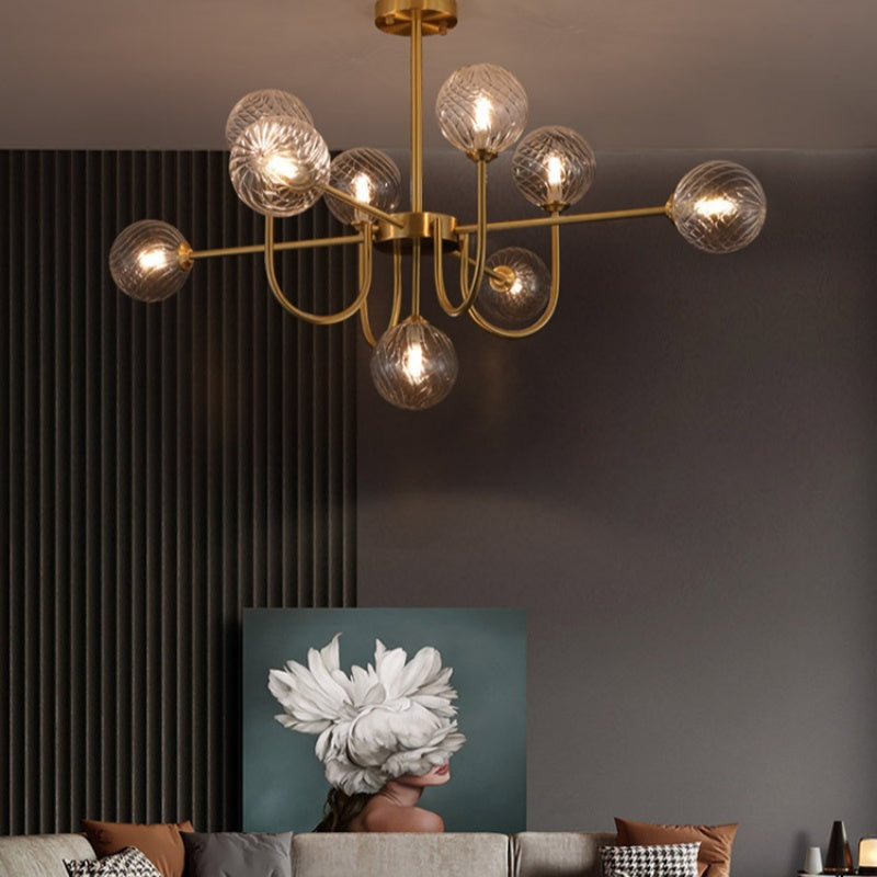 Valentina Moderno Metallo/Vetro Lux Lampadario Oro Soggiorno/Sala da Pranzo