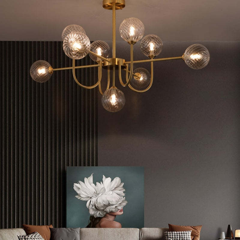 Valentina Moderno Metallo/Vetro Lux Lampadario Oro Soggiorno/Sala da Pranzo