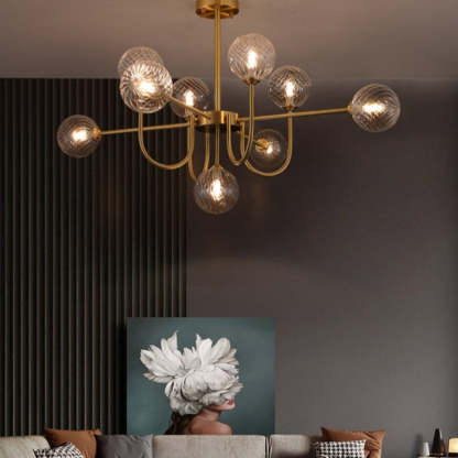 Valentina Moderno Metallo/Vetro Lux Lampadario Oro Soggiorno/Sala da Pranzo