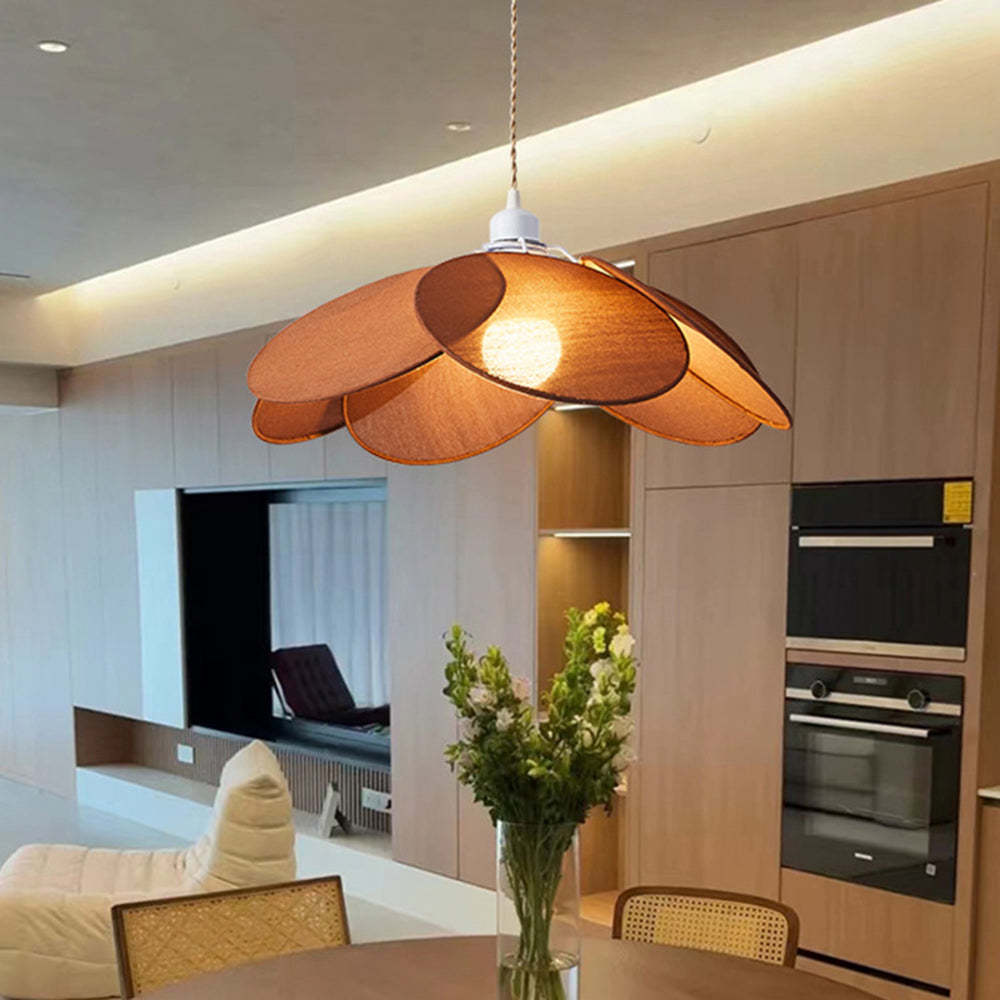 Renée Lampade a Sospensione Minimalista LED Tessuto Fiore Arancione/Marrone/Beige