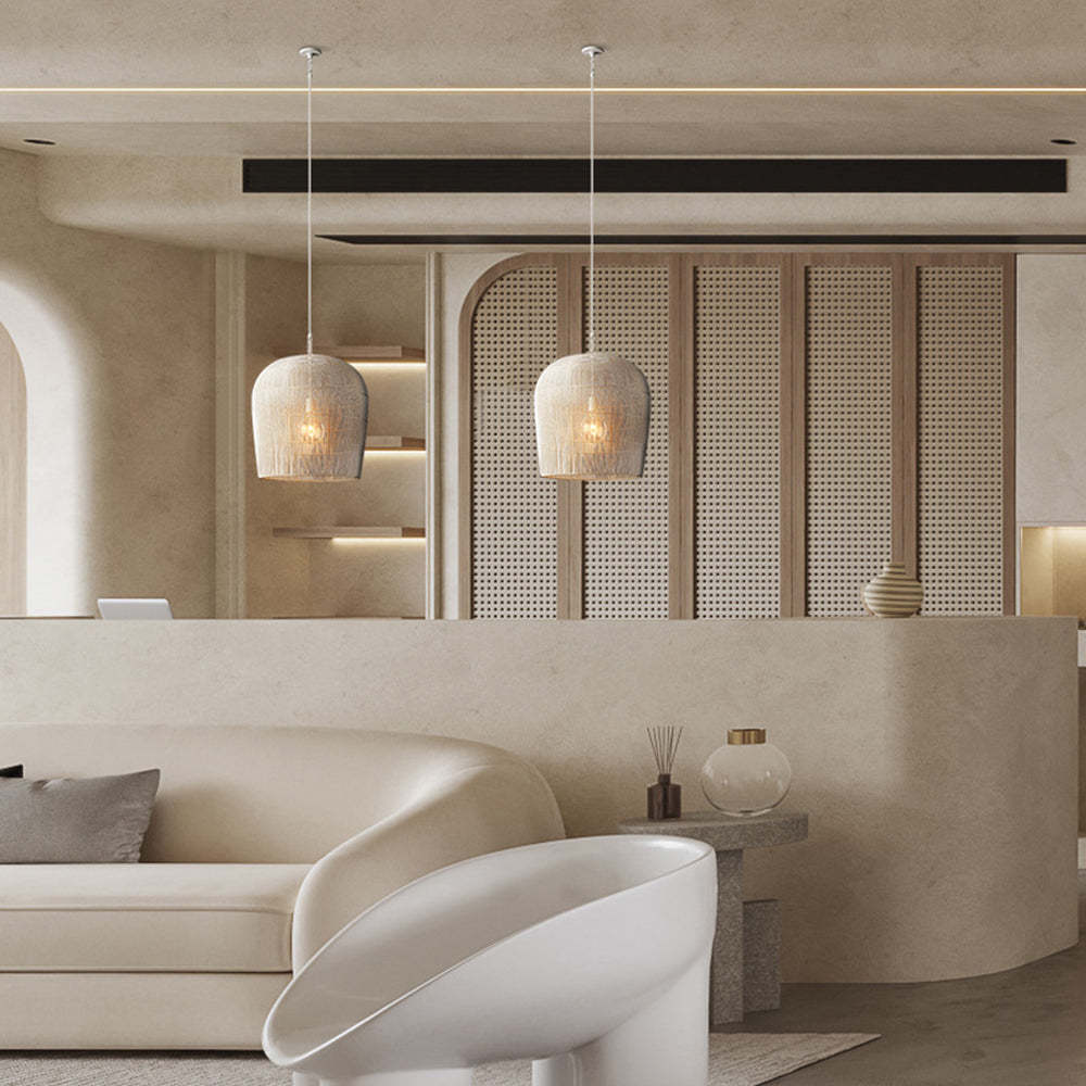 Ritta Moderno LED Lampada a Sospensione Rattan Metallo Nero/Bianco Gabbia Uccelli Soggiorno/Sala da Pranzo