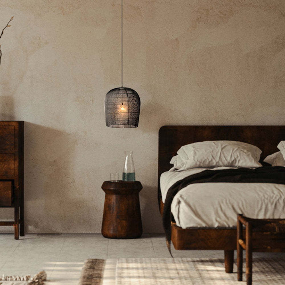 Ritta Moderno LED Lampada a Sospensione Rattan Metallo Nero/Bianco Gabbia Uccelli Soggiorno/Sala da Pranzo