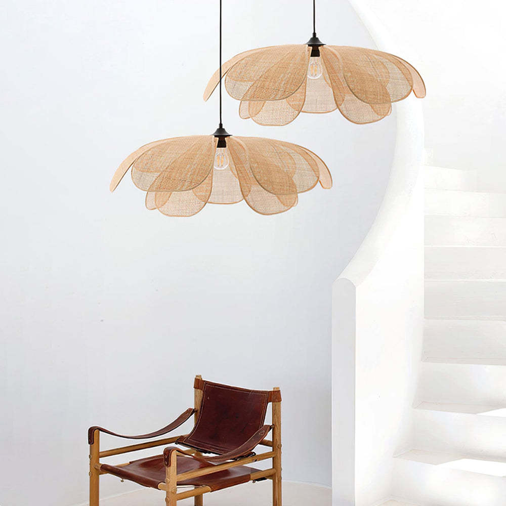Ritta Lampada a Sospensione Rattan/Intreccio di Salice Fiore