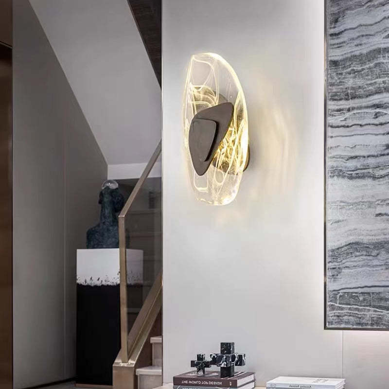 Chan Moderno LED Arte Deco Irregolare Applique Metallo/Acrilico Nero/Oro
