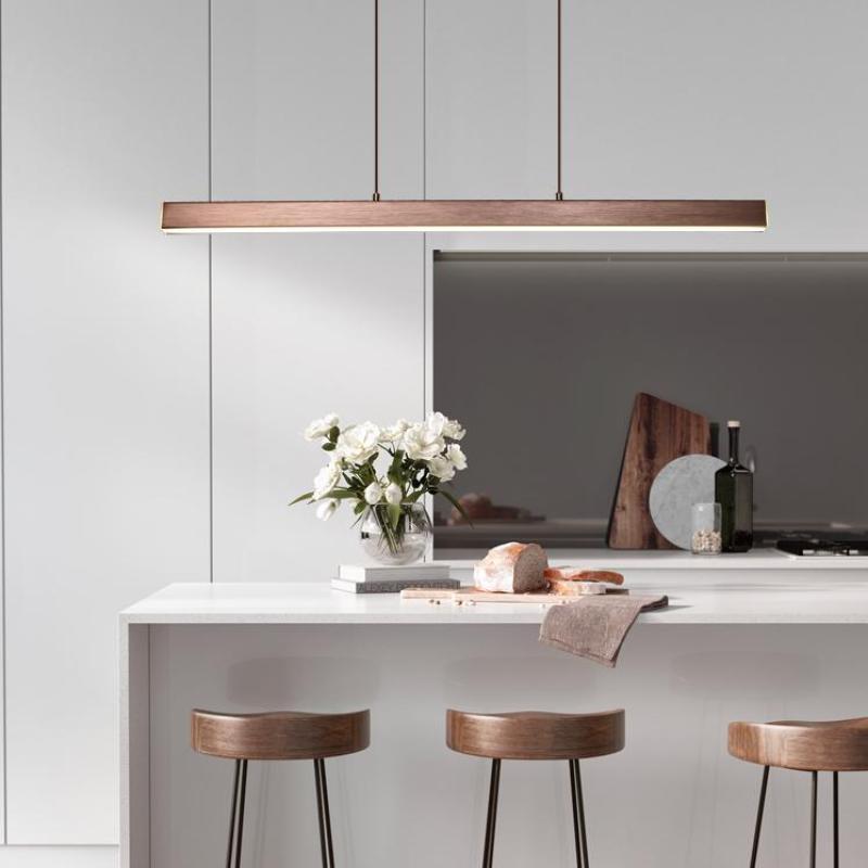 Edge Moderna LED Lampada a Sospensione Metallo Nero/Marrone Lineare