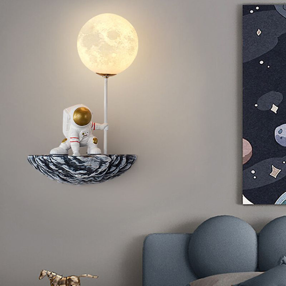 Fateh Design LED Astronauta Decorativo Applique Metallo Vetro Acrilico Bianco/Blu-Bianco Soggiorno/Camera da Letto
