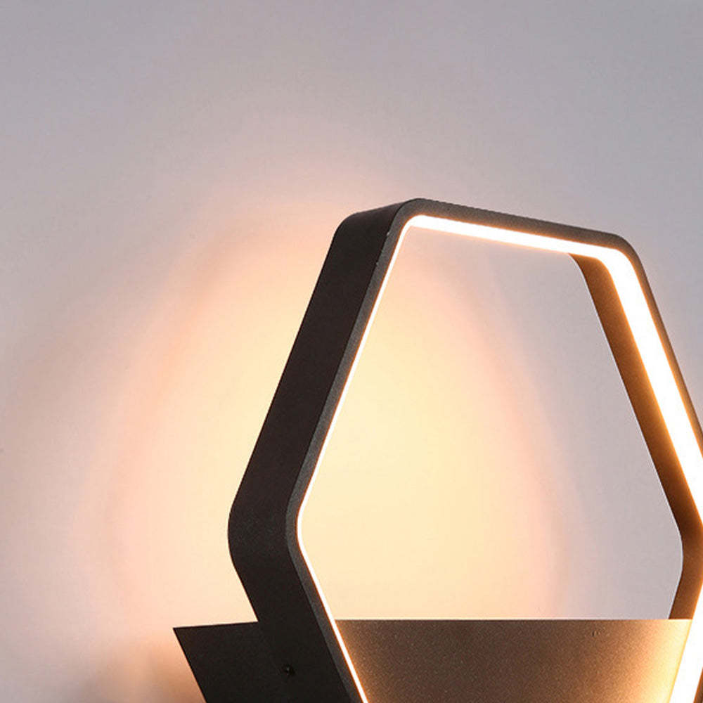 Orr Elegante Esagono Solare Metallo Applique da Esterno Nero