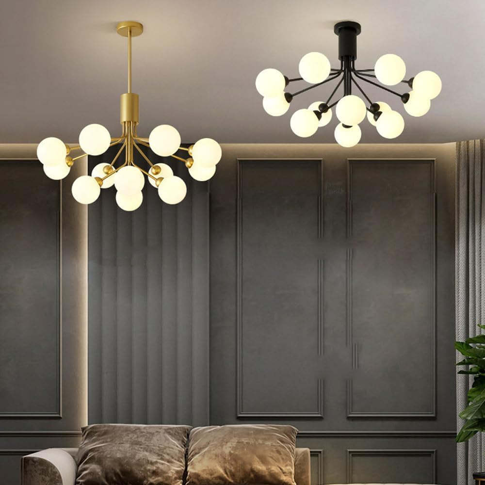 Valentina Moderno Metallo/Vetro Lux Lampadario Oro/Nero Camera da letto/Soggiorno