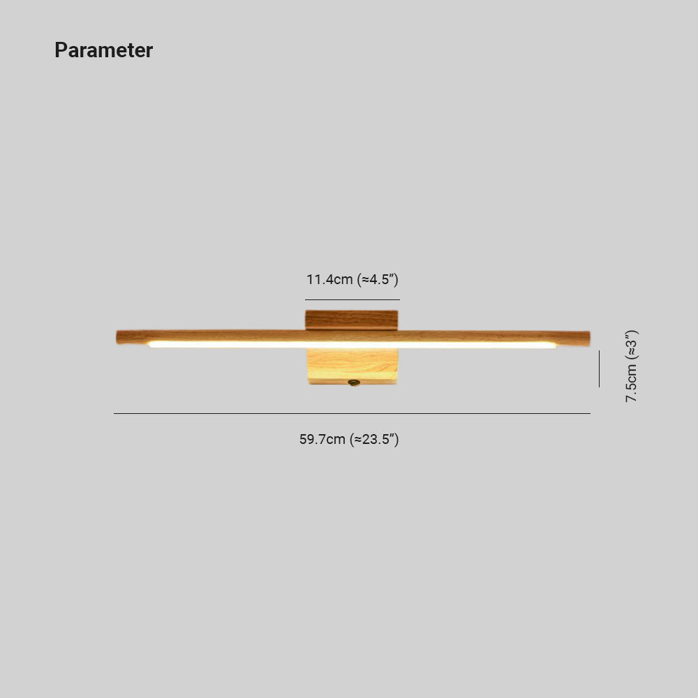 Muto Mirror Front Vanity Wall Lamp Nature Linear, Acrylic/Wood