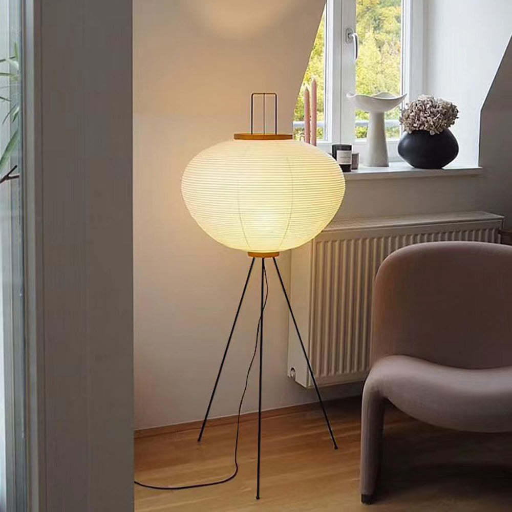 Renée Moderne Minimalista Treppiede Lanterna Carta Lampade da Terra Bianco