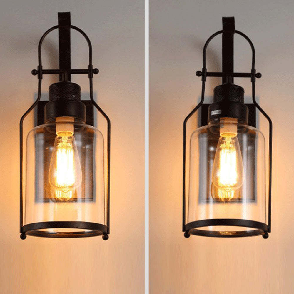 Alessio Vintage Industriale LED Applique Vetro Metallo Nero/Ruggine Soggiorno/Camera da Letto