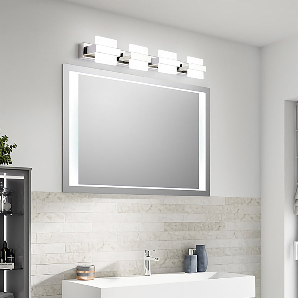 Leigh Moderni LED Applique Rettangolo Quadrato Anteriore Vanity Metallo Bianco Bagno