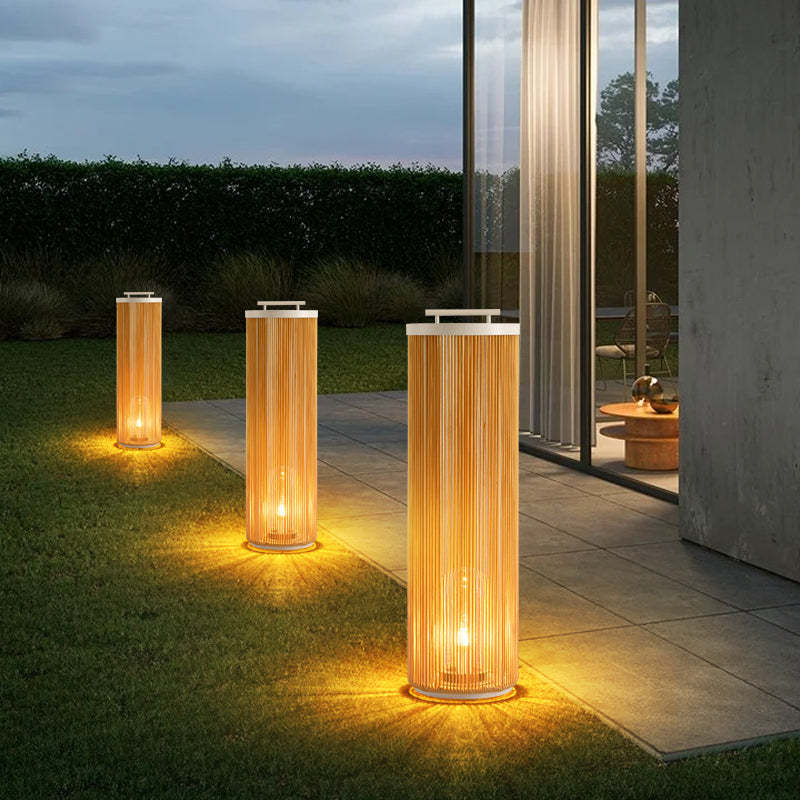 Ritta Lampade da Esterno Metallo Rattan Retro Cavo/Solare/USB Giardino