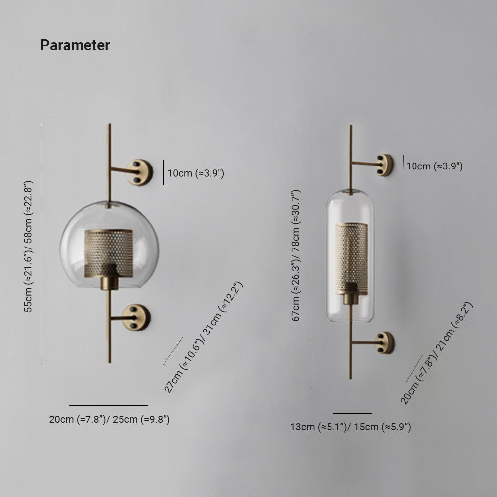 Oneal Industriale LED Applique Metallo/Vetro Argento/Oro Globale