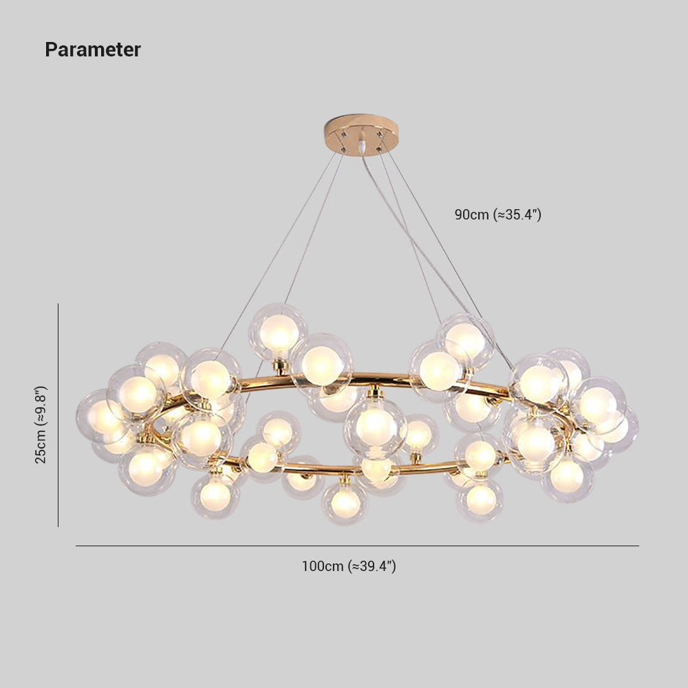 Valentina Modern Gold Bubble Pendant Light, Metal & Glass