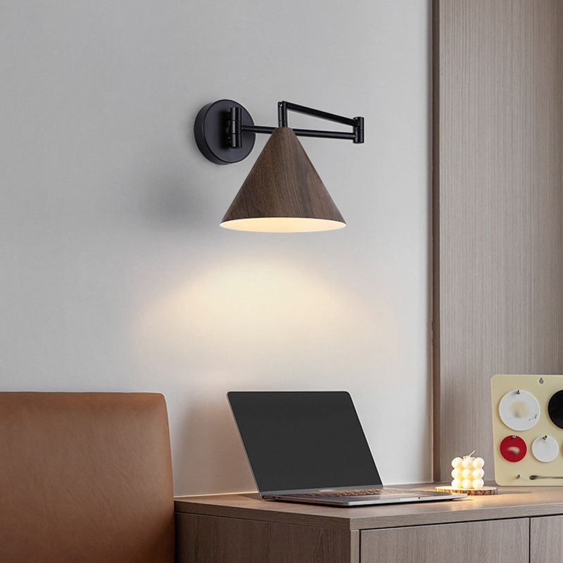 Ozawa Moderne Cone Applique Regolabile Metallo/Legno Soggiorno/Camera da Letto