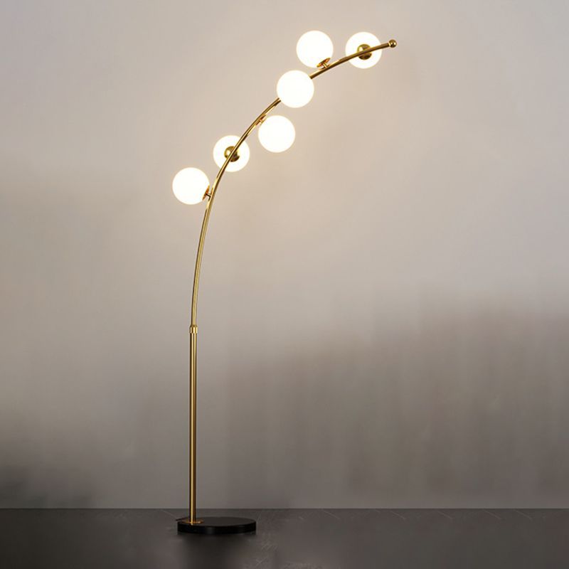 Valentina Moderno Curvo Arco Bubble Lampade da Terra Nero/Oro Soggiorno