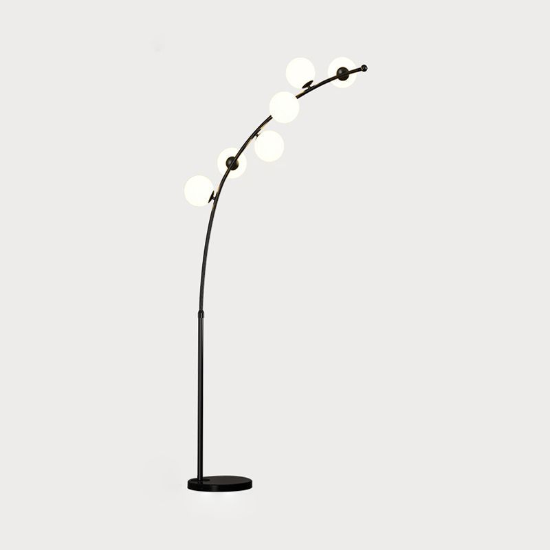 Valentina Moderno Curvo Arco Bubble Lampade da Terra Nero/Oro Soggiorno