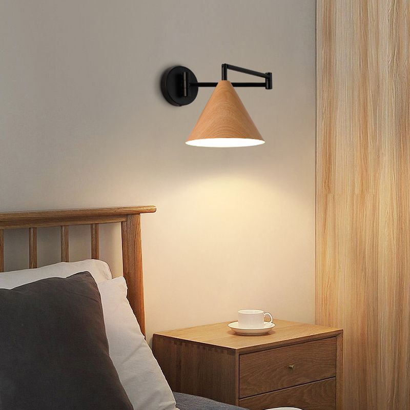 Ozawa Moderne Cone Applique Regolabile Metallo/Legno Soggiorno/Camera da Letto