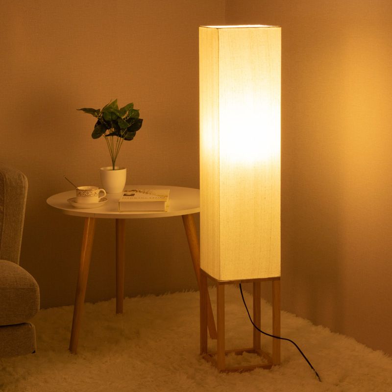 Ozawa Minimalismo LED Lampade da Terra Retro Rettangolare Legno Tessuto Camera da Letto