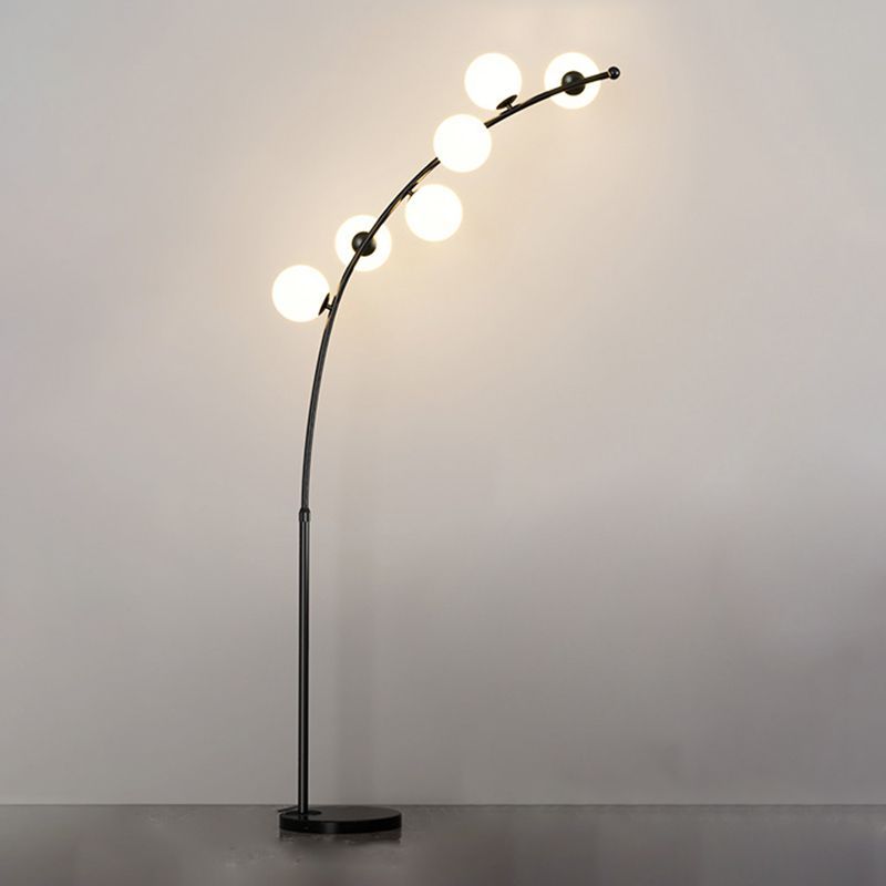 Valentina Moderno Curvo Arco Bubble Lampade da Terra Nero/Oro Soggiorno
