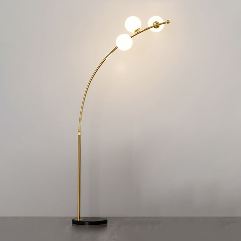 Valentina Moderno Curvo Arco Bubble Lampade da Terra Nero/Oro Soggiorno