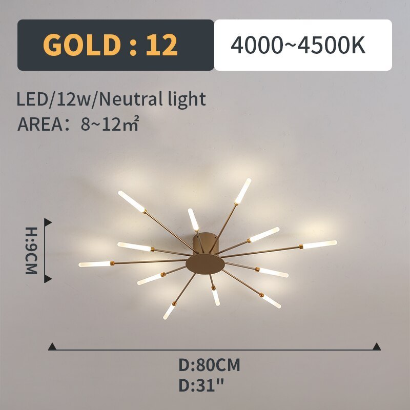 Lowry Moderni LED Montaggio Incasso Plafoniere Fuochi Artificiali Nere/Ore Soggiorno/Camera da Letto