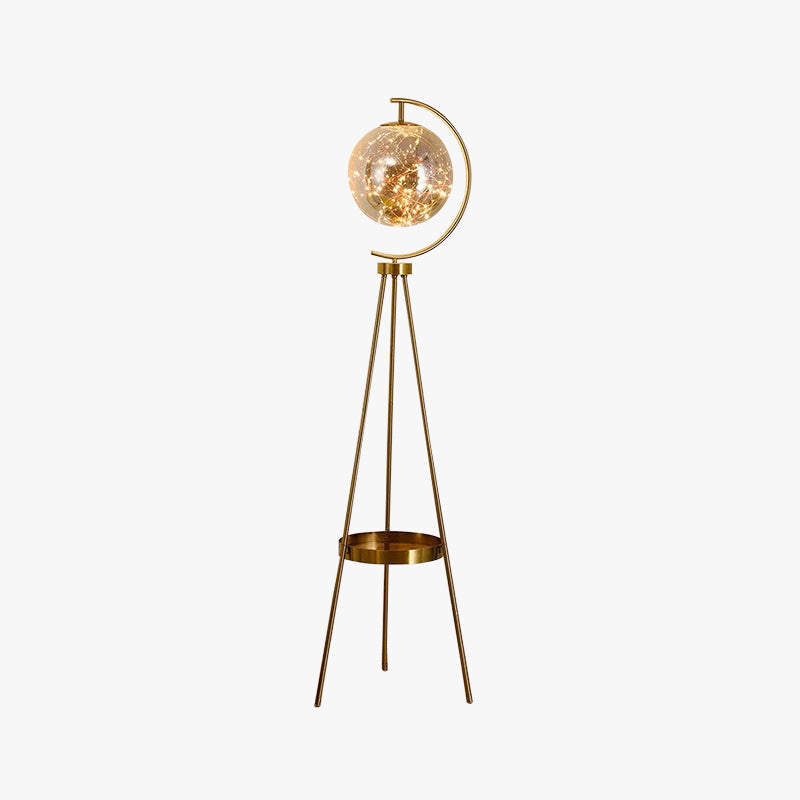 Kady Moderna LED Lampada da Terra Vetro Oro Globo Stellato Soggiorno