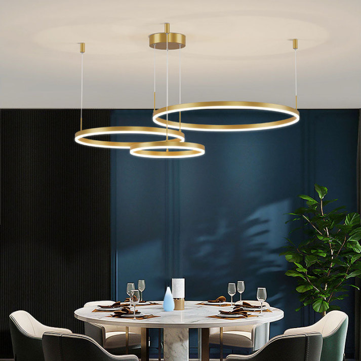 Lampadario A Sospensione Ad Anello LED – Design Moderno In Metallo E Acrilico, Luce Calda, Per Camera E Soggiorno