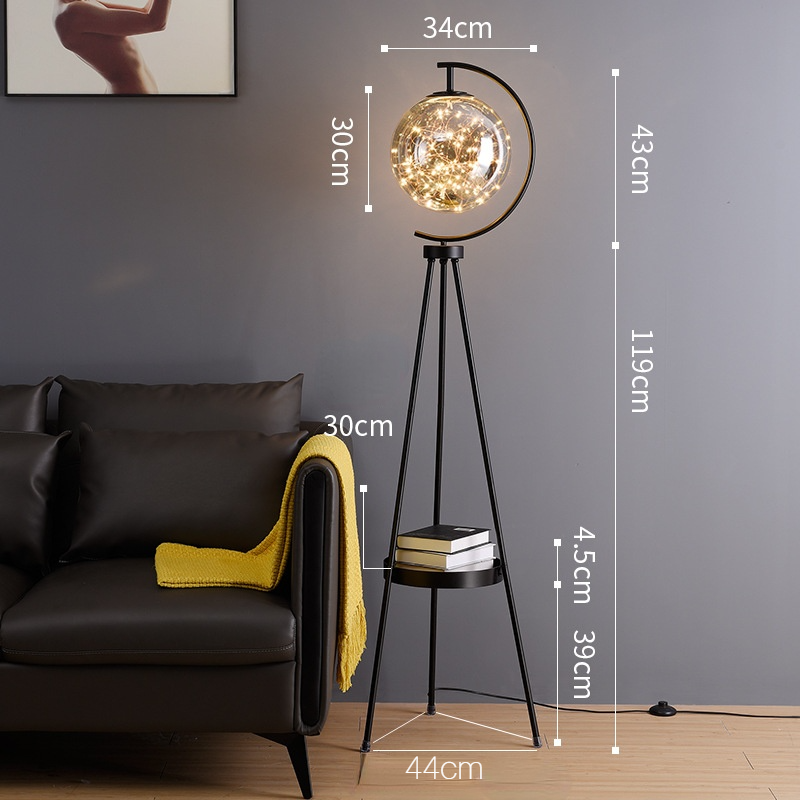 Kady Moderna LED Lampada da Terra Vetro Oro Globo Stellato Soggiorno