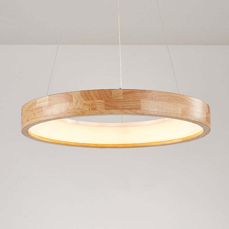 Ozawa Lampade a Sospensione Legno Bianco/Oro Anello Soggiorno Moderne