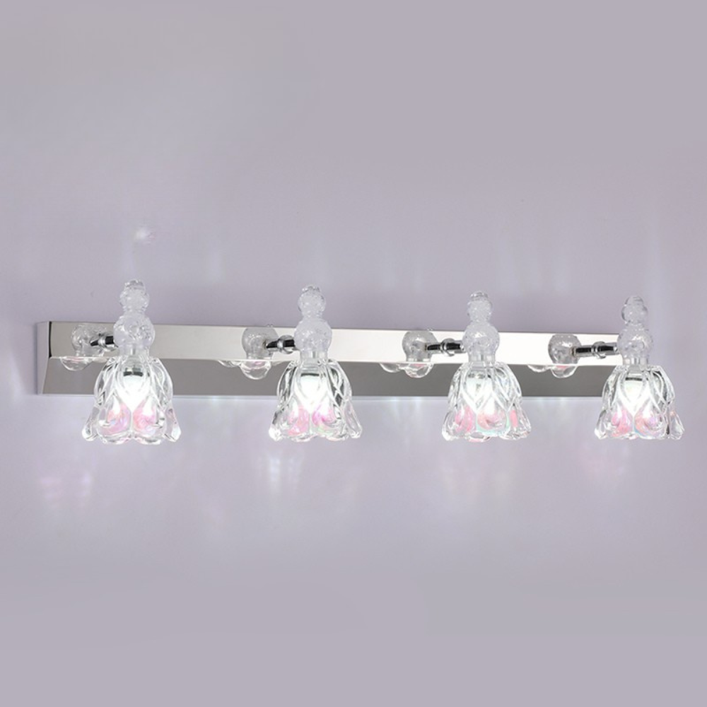 Félicie Design LED Applique Specchio Bellissimo Fiore Vanità Rosa Metallo/Vetro Bagno