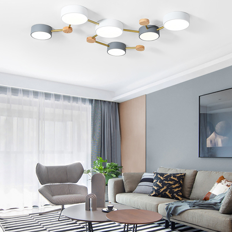 Sienna Moderno Acrilico/Legno Plafoniera Bianco/Grigio/Verde Soggiorno