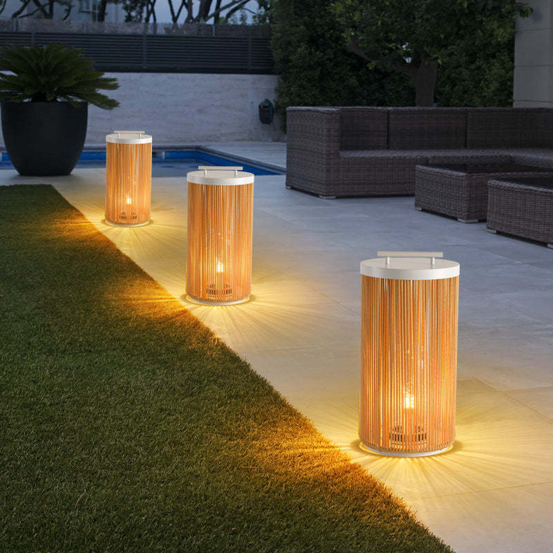 Ritta Lampade da Esterno Metallo Rattan Retro Cavo/Solare/USB Giardino