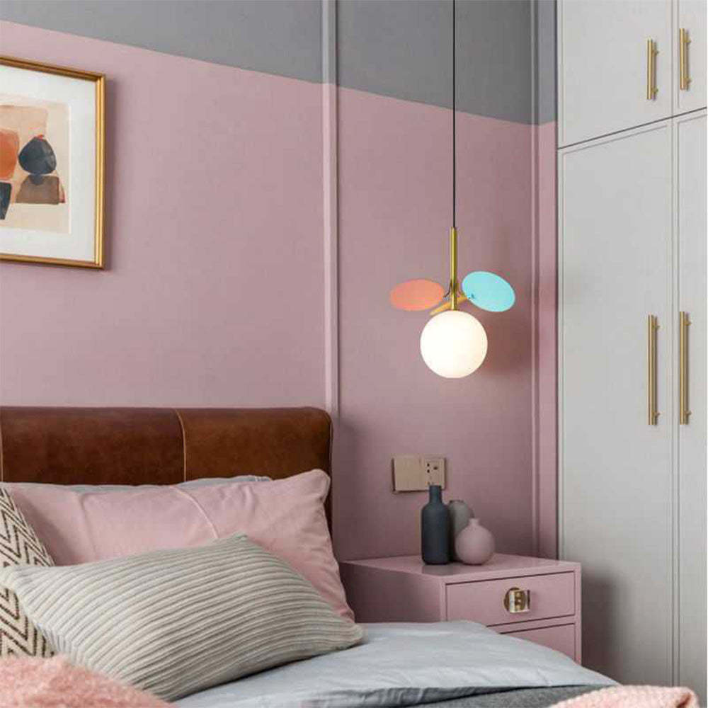 Jevon Moderne Arte Deco Globo Lampada a Sospensione Bianco Metallo/Vetro