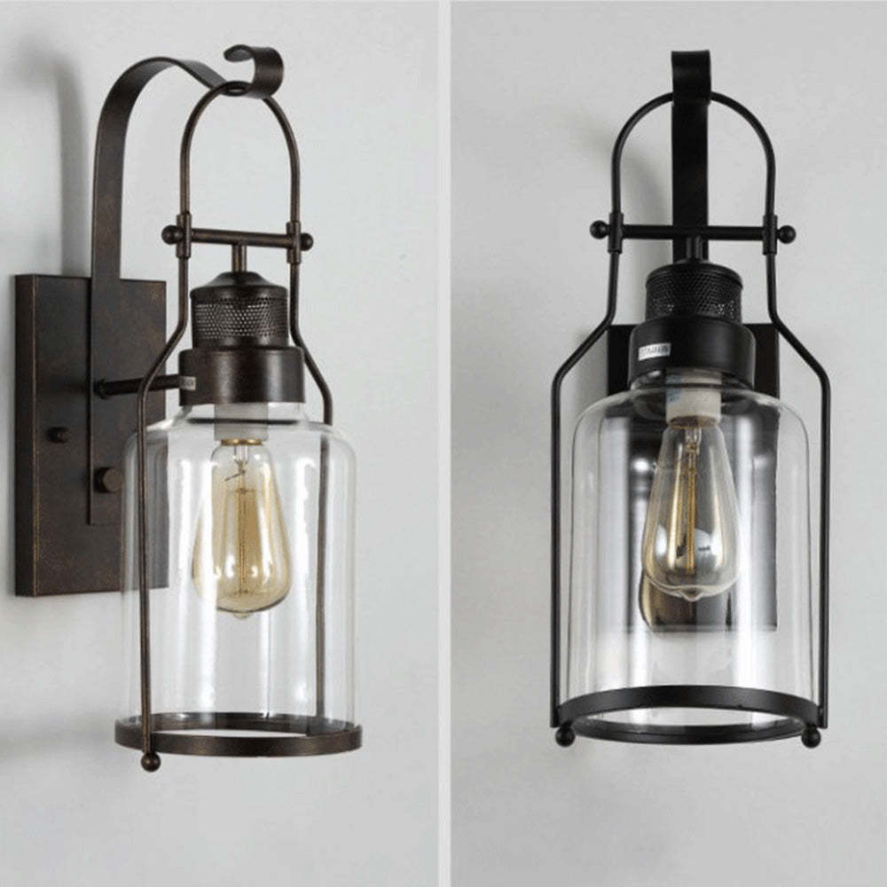 Alessio Vintage Industriale LED Applique Vetro Metallo Nero/Ruggine Soggiorno/Camera da Letto