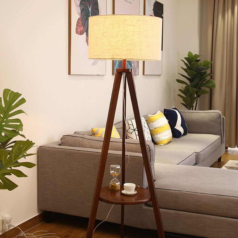 Ozawa Vintage Legno Tessuto Trianglolo Lampade da Terra Soggiorno