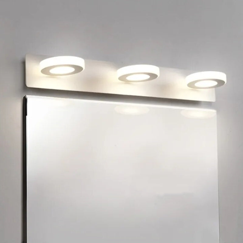 Leigh Design Minimalismo LED Applique Metallo Acrilico Bianco Rotondo Specchio Bagno