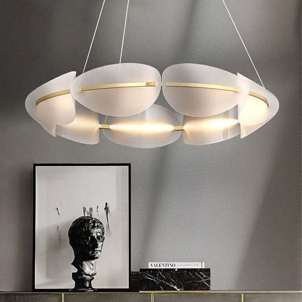 Bella Lampada a Sospensione Metallo Bianco Anello Moderna