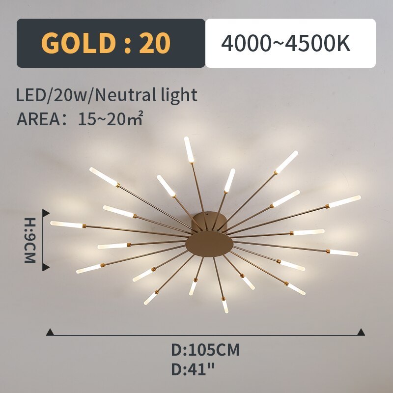 Lowry Moderni LED Montaggio Incasso Plafoniere Fuochi Artificiali Nere/Ore Soggiorno/Camera da Letto
