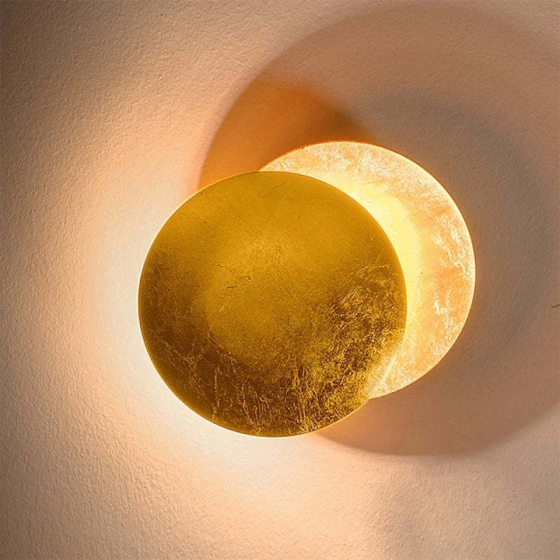 Elif Moderna LED Applique Metallo Rosso/Bronzo/Oro Bellissimo Luna Rotonda Soggiorno/Camera da Letto