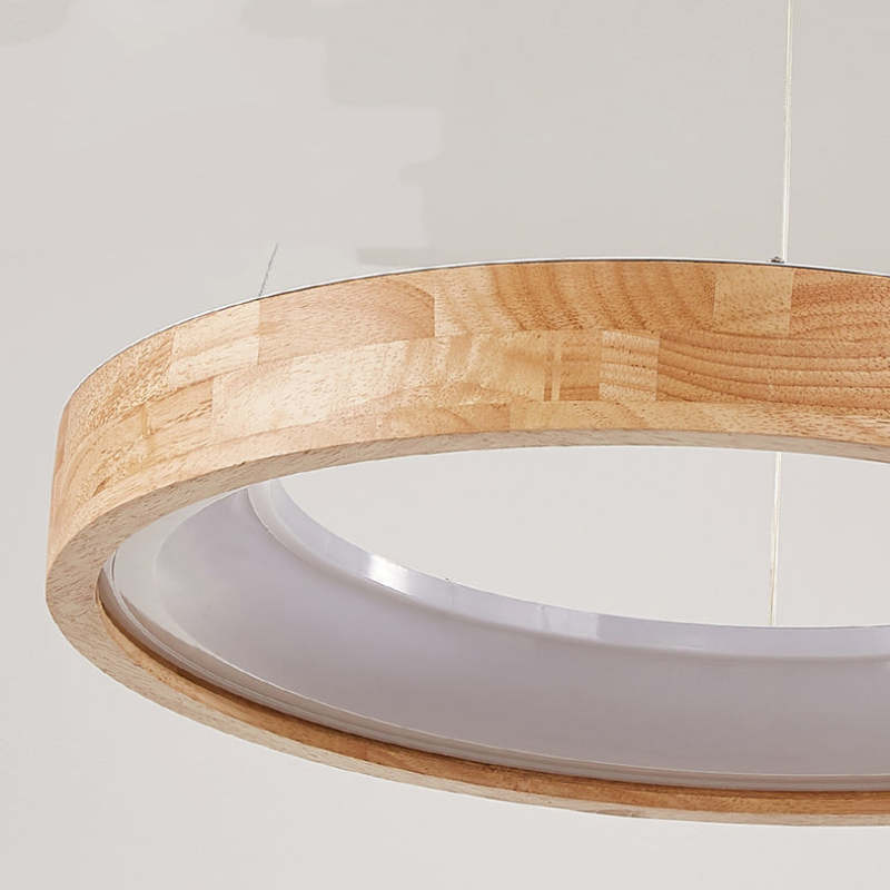 Ozawa Lampade a Sospensione Legno Bianco/Oro Anello Soggiorno Moderne